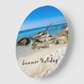 サマーホリデービューティフルビーチの写真と文字 ラージ壁時計 (傾斜)