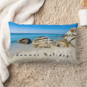 サマーホリデービューティフルビーチ写真と文字 ランバークッション (ブランケット)