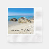サマーホリデービューティフルビーチ写真と文字 縁ありカクテルナプキン (正面)