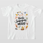 サマーホリデー引用文カラフルかわいいグラフィックキッズ Tシャツ (レイダウン)