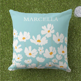サマーホワイトコスモスフラワーズ名前をカスタムする アウトドアクッション