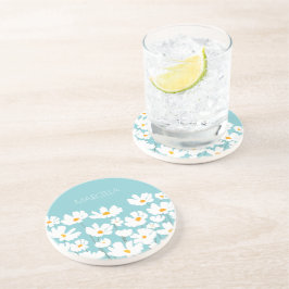 サマーホワイトコスモスフラワーズ名前をカスタムする コースター