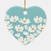 サマーホワイトコスモスフラワーズ名前をカスタムする セラミックオーナメント (裏面)