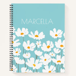 サマーホワイトコスモスフラワーズ名前をカスタムする ノートブック
