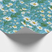 サマーホワイトデイジーオンアクア ラッピングペーパー (角)