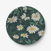 サマーホワイトデイジーメドウ ペーパープレート (正面)
