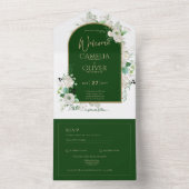 サマーホワイトローズエメラルドグリーンアーチズ結婚ーズ オールインワン招待状 (内側)