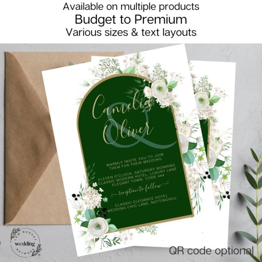 サマーホワイトローズエメラルドグリーンアー結婚チの請求書 チラシ