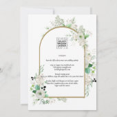 サマーホワイトローズエメラルドグリーン結婚リー 招待状 (裏面)