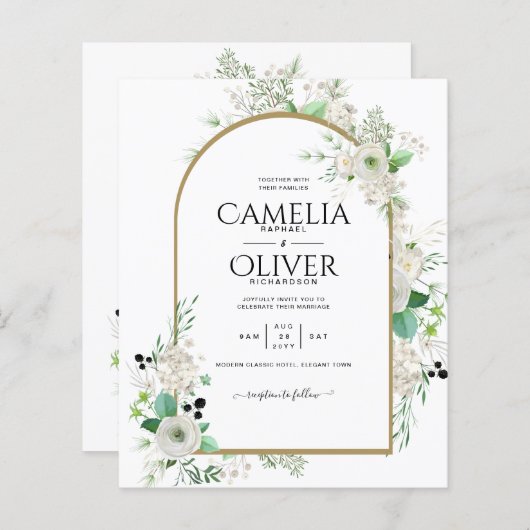 サマーホワイトローズエメラルドセージ緑結婚園 (正面/裏面)