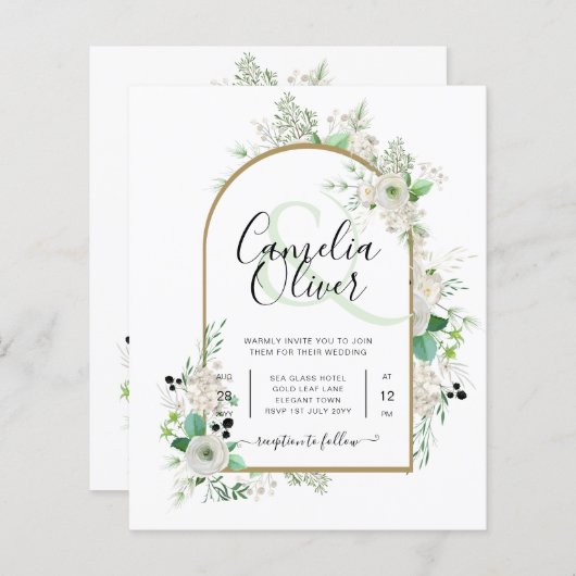 サマーホワイトローズエメラルドセージ緑結婚園 (正面/裏面)