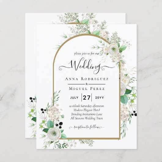 サマーホワイトローズエメラルドセージ緑結婚園 (正面/裏面)