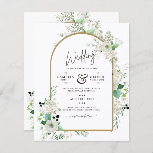 サマーホワイトローズエメラルドセージ緑結婚園 (正面/裏面)