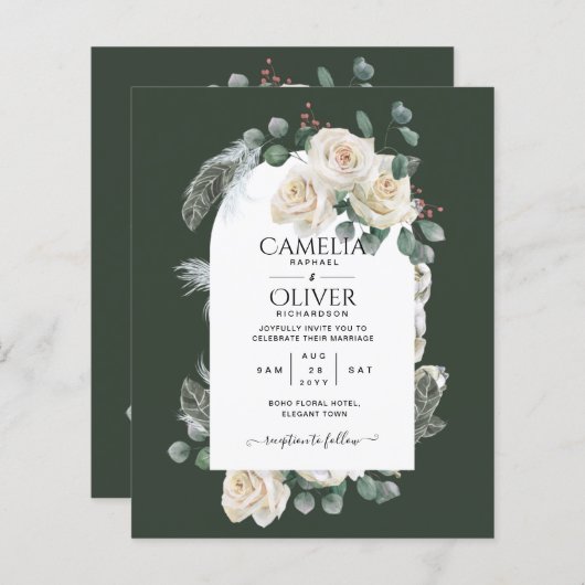 サマーホワイトローズエメラルドセージ緑結婚園 (正面/裏面)