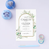 サマーホワイトローズエメラルドセージ緑結婚園 チラシ (シングル)