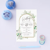 サマーホワイトローズエメラルドセージ緑結婚園 チラシ (シングル)