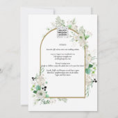 サマーホワイトローズエメラルドセージ緑結婚園 招待状 (裏面)
