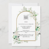 サマーホワイトローズエメラルドセージ緑結婚園 招待状 (裏面)