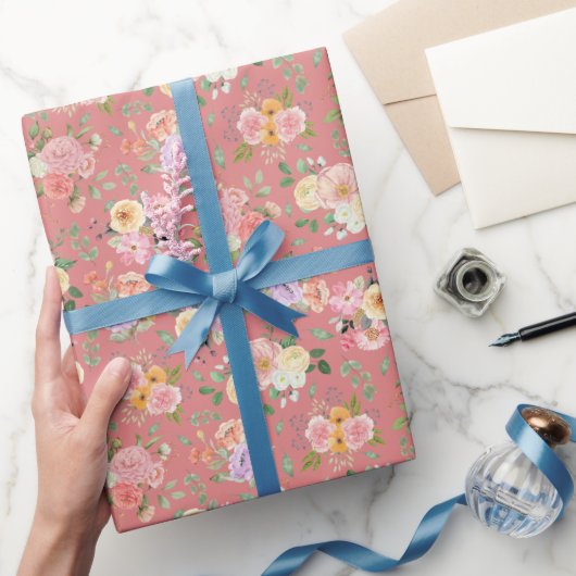 サマーボホフローラオンチューリップピンク ラッピングペーパー (ギフト)