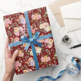 サマーボホフローラオンバーンレッド ラッピングペーパー