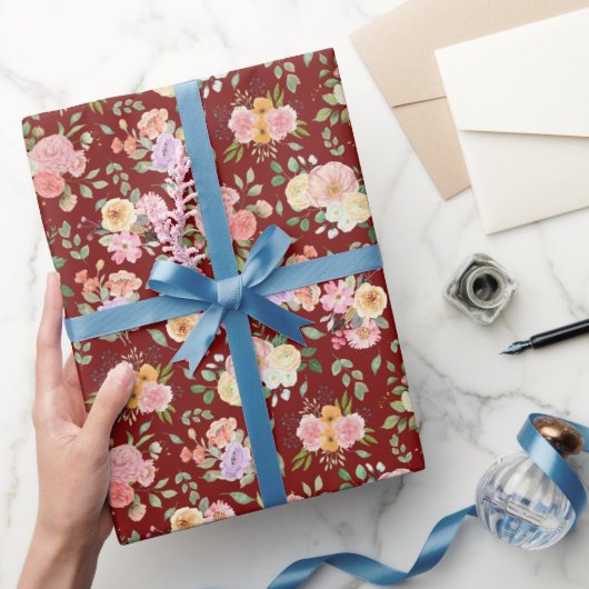 サマーボホフローラオンバーンレッド ラッピングペーパー (ギフト)