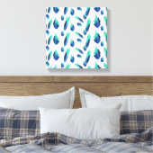 サマーボホブルーグリーンリー植物学葉品 キャンバスプリント (インサイチュ (寝室))