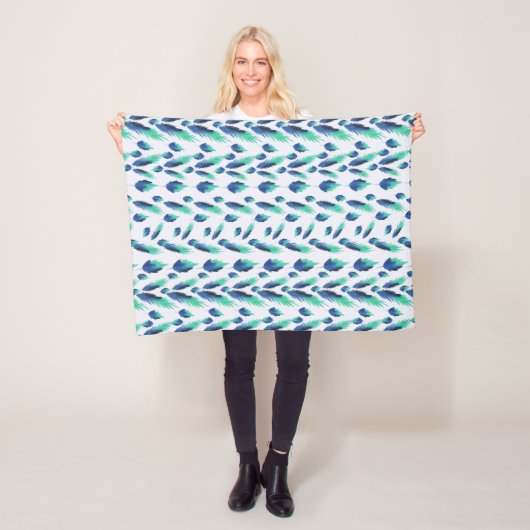 サマーボホブルーグリーンリー植物学葉品 フリースブランケット (インサイチュ)