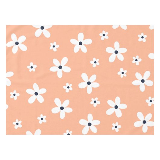 サマーボホホワイトデイジー花 テーブルクロス (正面(横))