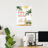 サマーボホーサーフビーチヴァンベビーシャワーウェルカム ポスター (ホームオフィス)