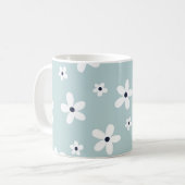 サマーボホーブルーホワイトデイジー花 コーヒーマグカップ (正面左)