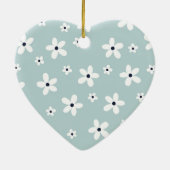 サマーボホーブルーホワイトデイジー花 セラミックオーナメント (裏面)