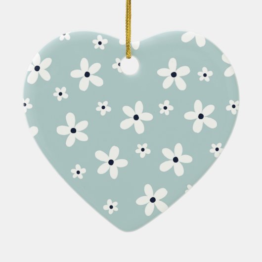 サマーボホーブルーホワイトデイジー花 セラミックオーナメント (裏面)