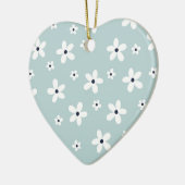サマーボホーブルーホワイトデイジー花 セラミックオーナメント (左)