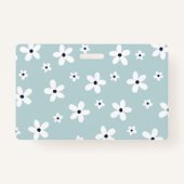 サマーボホーブルーホワイトデイジー花 バッジ (裏面)