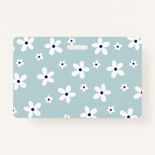 サマーボホーブルーホワイトデイジー花 バッジ (裏面)