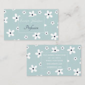 サマーボホーブルーホワイトデイジー花 名刺 (正面/裏面)