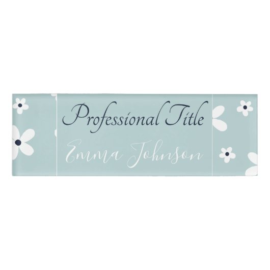 サマーボホーブルーホワイトデイジー花 名札 (正面)