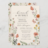 サマーボホーワイルドフラワーブランチブライダルシャワー 招待状 (正面/裏面)