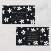 サマーボホ白黒デイジー花 名刺 (正面/裏面)