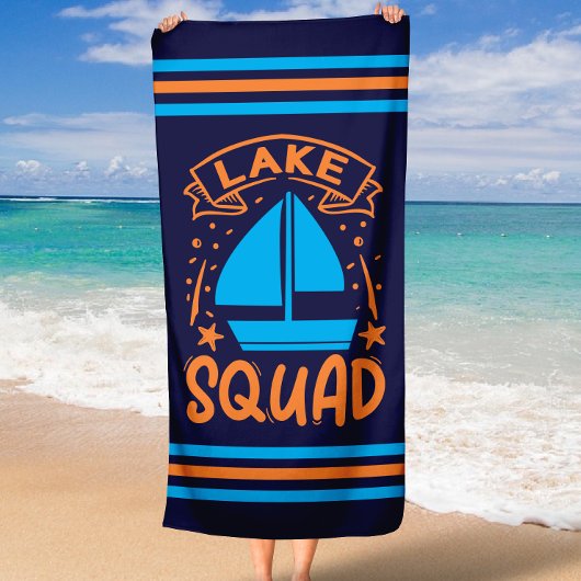 サマーボートレイクスクーストライプドと縁ど ビーチタオル