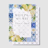 サマーポジターノブルータイルズレモンウェディングシャワー ベラム紙招待状 (オフセット (招待状))