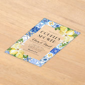 サマーポジターノブルータイルレモンズカップルシャワー アクリル招待状 (レイダウン)