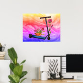 サマーポスタープッシュスクーターフローラアート ポスター (ホームオフィス)