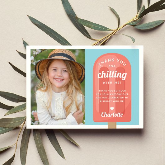 サマーポッピクル子供の誕生日写真 サンキューカード