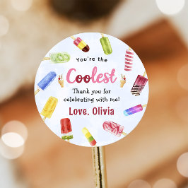 サマーポップシクルアイスクリーム誕生日シール ラウンドシール
