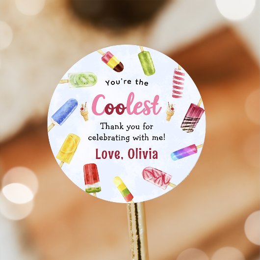 サマーポップシクルアイスクリーム誕生日シール ラウンドシール