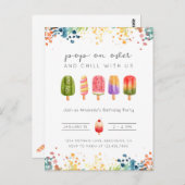 サマーポップシクルアイスバー誕生日パーティー招待状 ポストカード (正面/裏面)