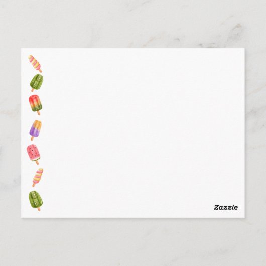 サマーポップシクルアイスバー誕生日パーティー招待状 ポストカード (裏面)