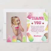 サマーポップシクルガール誕生日写真サンキューカード サンキューカード (正面)