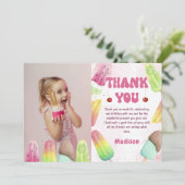 サマーポップシクルガール誕生日写真サンキューカード サンキューカード (スタンド正面)